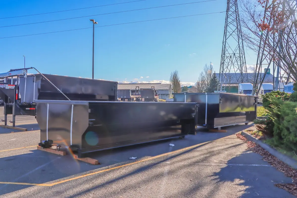 Roll-off dumpster ready for waste disposal at job site for Construction Dumpster Rental in Coralville